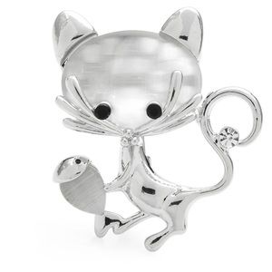 Opal Cat Brooch